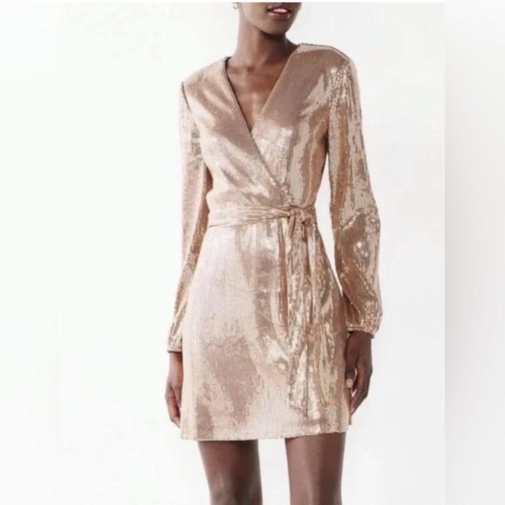 Cara Santana x Nine West Champagne Sequin Cocktail Dress size M